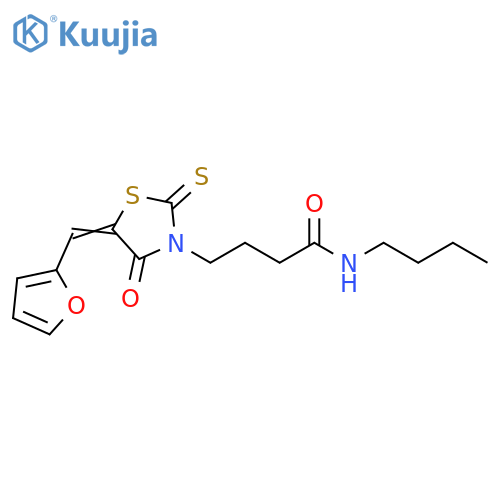 N-butyl-4-(5E)-5-(furan-2-yl)methylidene-4-oxo-2-sulfanylidene-1,3-thiazolidin-3-ylbutanamide structure