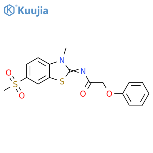 N-(2Z)-6-methanesulfonyl-3-methyl-2,3-dihydro-1,3-benzothiazol-2-ylidene-2-phenoxyacetamide structure