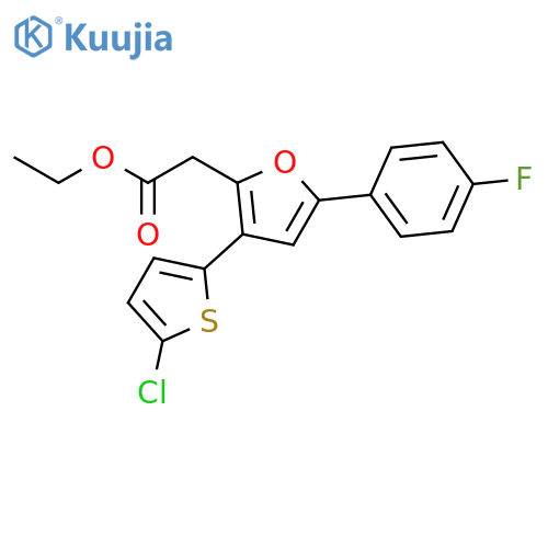 2-Furanacetic acid, 3-(5-chloro-2-thienyl)-5-(4-fluorophenyl)-, ethyl ester structure