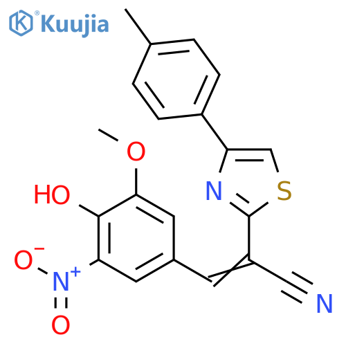 (2E)-3-(4-hydroxy-3-methoxy-5-nitrophenyl)-2-[4-(4-methylphenyl)-1,3-thiazol-2-yl]prop-2-enenitrile structure