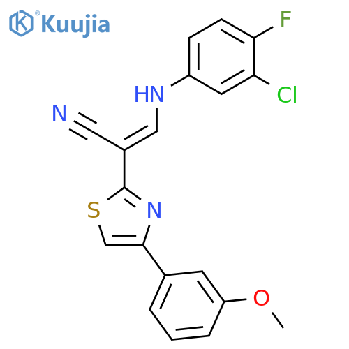 (2E)-3-(3-chloro-4-fluorophenyl)amino-2-4-(3-methoxyphenyl)-1,3-thiazol-2-ylprop-2-enenitrile structure