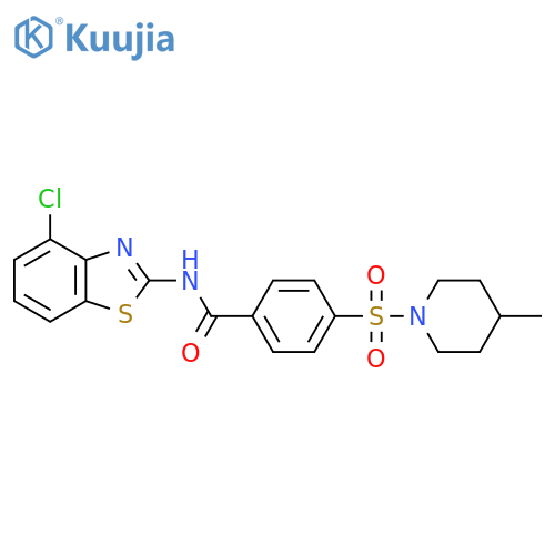 N-(4-chloro-1,3-benzothiazol-2-yl)-4-(4-methylpiperidin-1-yl)sulfonylbenzamide structure