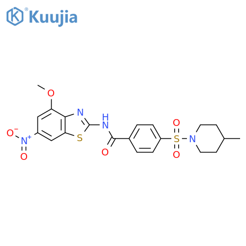 N-(4-methoxy-6-nitro-1,3-benzothiazol-2-yl)-4-(4-methylpiperidin-1-yl)sulfonylbenzamide structure