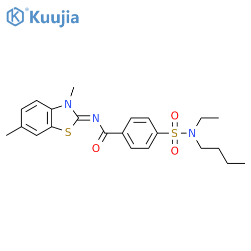 4-butyl(ethyl)sulfamoyl-N-(2E)-3,6-dimethyl-2,3-dihydro-1,3-benzothiazol-2-ylidenebenzamide structure