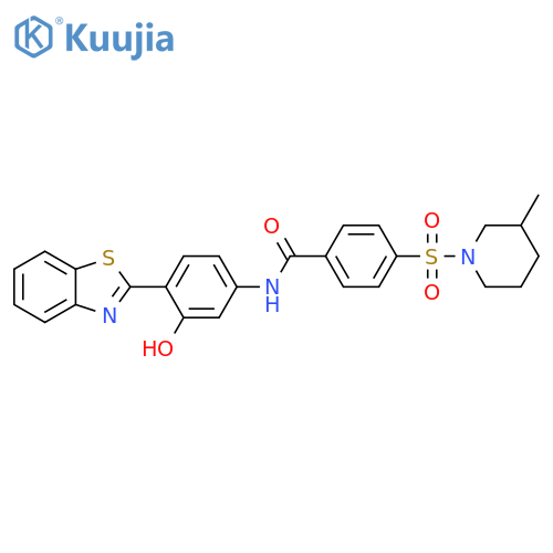 N-4-(1,3-benzothiazol-2-yl)-3-hydroxyphenyl-4-(3-methylpiperidin-1-yl)sulfonylbenzamide structure