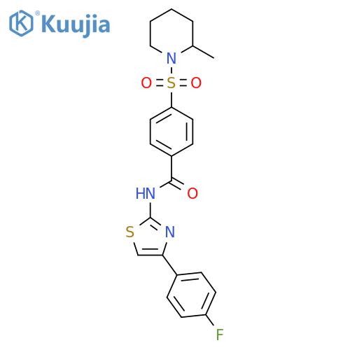 N-4-(4-fluorophenyl)-1,3-thiazol-2-yl-4-(2-methylpiperidin-1-yl)sulfonylbenzamide structure