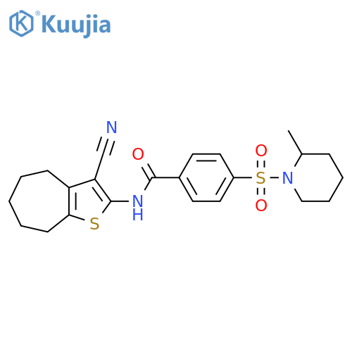 N-{3-cyano-4H,5H,6H,7H,8H-cycloheptabthiophen-2-yl}-4-(2-methylpiperidin-1-yl)sulfonylbenzamide structure