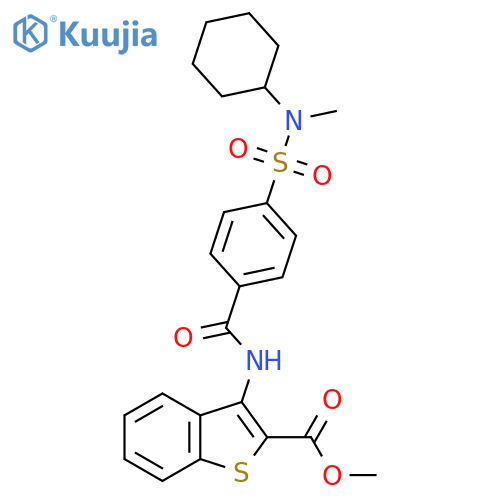 methyl 3-{4-cyclohexyl(methyl)sulfamoylbenzamido}-1-benzothiophene-2-carboxylate structure
