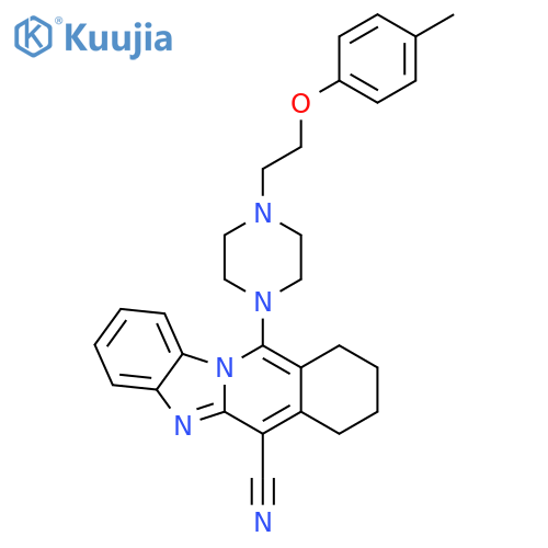 9-{4-2-(4-methylphenoxy)ethylpiperazin-1-yl}-10,17-diazatetracyclo8.7.0.0^{3,8}.0^{11,16}heptadeca-1(17),2,8,11(16),12,14-hexaene-2-carbonitrile structure