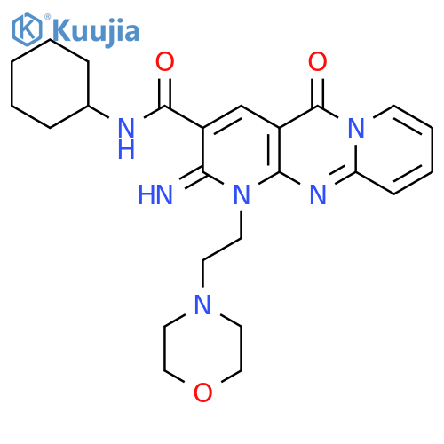 N-cyclohexyl-6-imino-7-2-(morpholin-4-yl)ethyl-2-oxo-1,7,9-triazatricyclo8.4.0.0^{3,8}tetradeca-3(8),4,9,11,13-pentaene-5-carboxamide structure