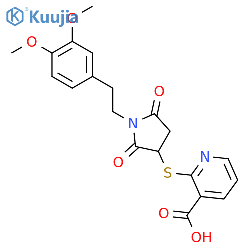 2-({1-2-(3,4-dimethoxyphenyl)ethyl-2,5-dioxopyrrolidin-3-yl}sulfanyl)pyridine-3-carboxylic acid structure