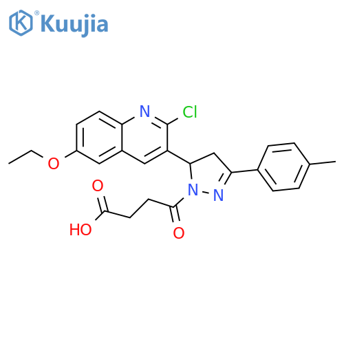 4-5-(2-chloro-6-ethoxyquinolin-3-yl)-3-(4-methylphenyl)-4,5-dihydro-1H-pyrazol-1-yl-4-oxobutanoic acid structure