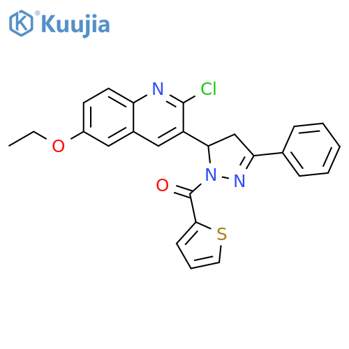 2-chloro-6-ethoxy-3-3-phenyl-1-(thiophene-2-carbonyl)-4,5-dihydro-1H-pyrazol-5-ylquinoline structure