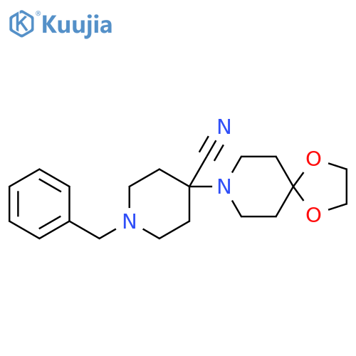 1-Benzyl-4-(1,4-dioxa-8-aza-spiro[4.5]dec-8-yl)-piperidine-4-carbonitrile structure