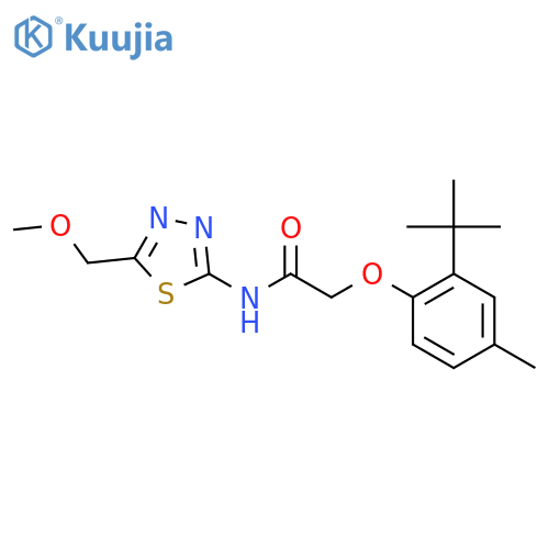 2-(2-tert-butyl-4-methylphenoxy)-N-[5-(methoxymethyl)-1,3,4-thiadiazol-2-yl]acetamide structure