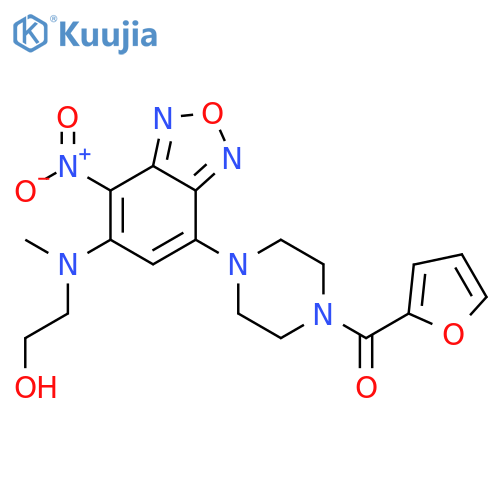 2-({7-4-(furan-2-carbonyl)piperazin-1-yl-4-nitro-2,1,3-benzoxadiazol-5-yl}(methyl)amino)ethan-1-ol structure