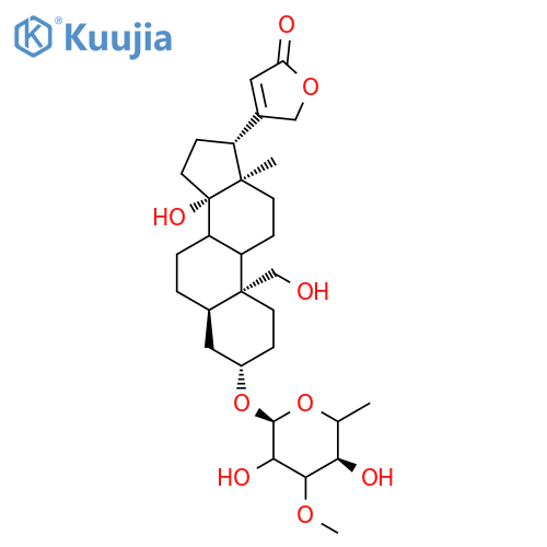 (3beta,5beta,8xi,9xi)-3-[(6-deoxy-3-O-methyl-alpha-D-glycero-hexopyranosyl)oxy]-14,19-dihydroxycard-20(22)-enolide structure