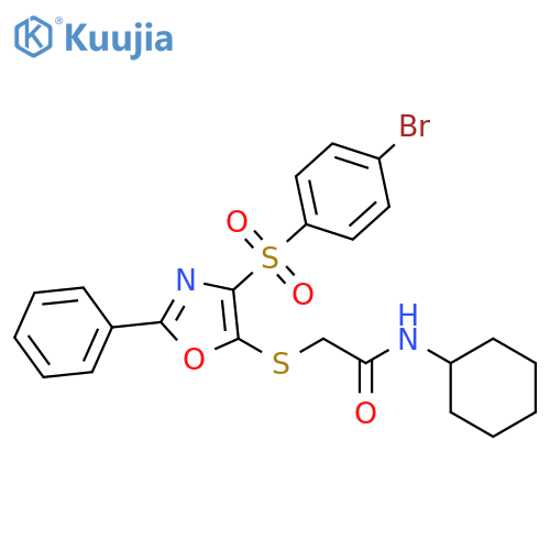 2-{4-(4-bromobenzenesulfonyl)-2-phenyl-1,3-oxazol-5-ylsulfanyl}-N-cyclohexylacetamide structure