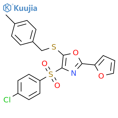 4-(4-chlorobenzenesulfonyl)-2-(furan-2-yl)-5-{[(4-methylphenyl)methyl]sulfanyl}-1,3-oxazole structure