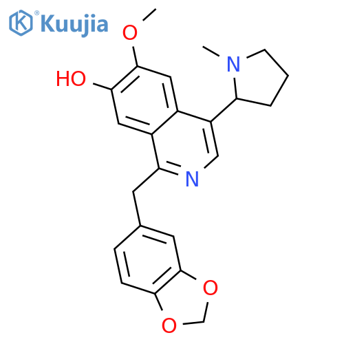 1-benzo[1,3]dioxol-5-ylmethyl-6-methoxy-4-((S)-1-methyl-pyrrolidin-2-yl)-isoquinolin-7-ol structure