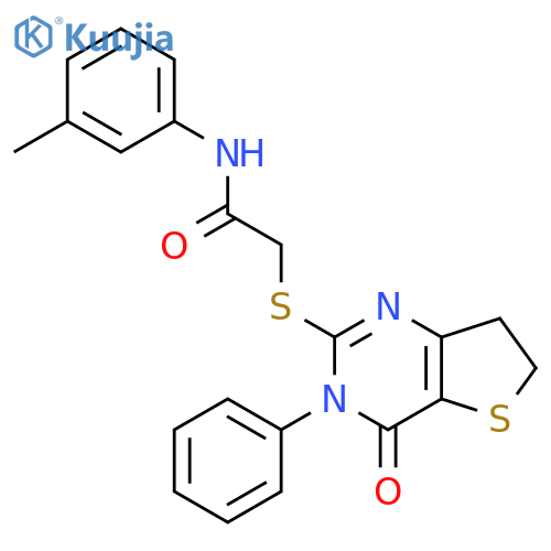 N-(3-methylphenyl)-2-({4-oxo-3-phenyl-3H,4H,6H,7H-thieno3,2-dpyrimidin-2-yl}sulfanyl)acetamide structure