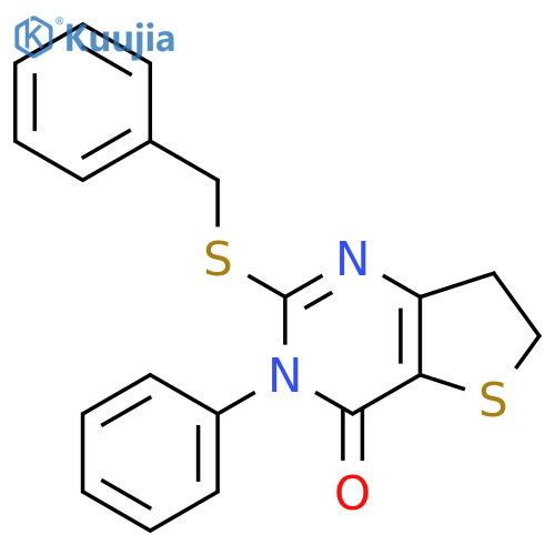 2-(benzylsulfanyl)-3-phenyl-3H,4H,6H,7H-thieno3,2-dpyrimidin-4-one structure
