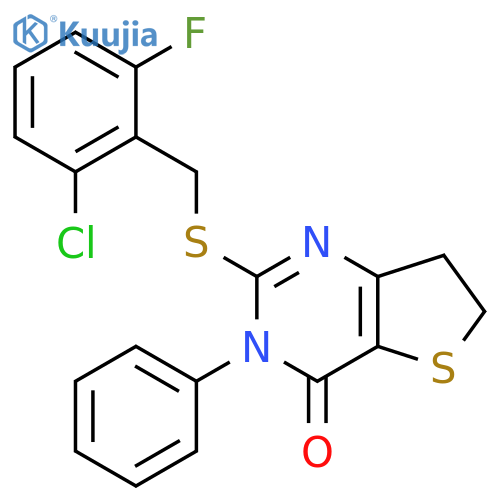 2-{(2-chloro-6-fluorophenyl)methylsulfanyl}-3-phenyl-3H,4H,6H,7H-thieno3,2-dpyrimidin-4-one structure