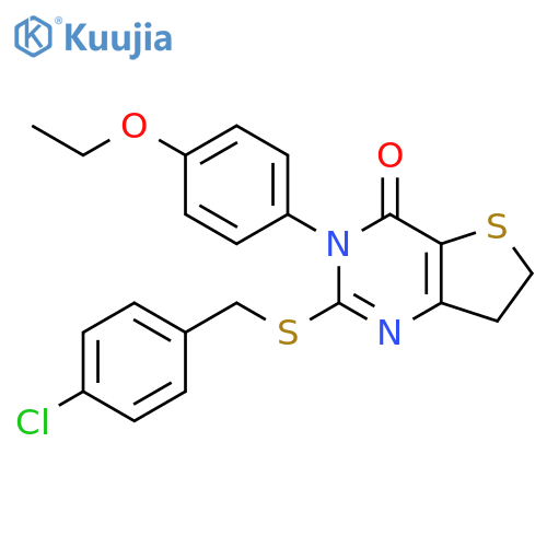 2-{[(4-chlorophenyl)methyl]sulfanyl}-3-(4-ethoxyphenyl)-3H,4H,6H,7H-thieno[3,2-d]pyrimidin-4-one structure