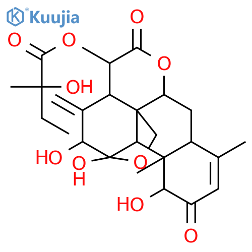 (1beta,8xi,11beta,12alpha,15beta)-1,11,12-trihydroxy-2,16-dioxo-11,20-epoxypicrasa-3,13(21)-dien-15-yl (2S)-2-hydroxy-2-methylbutanoate structure