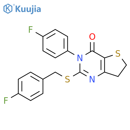 3-(4-fluorophenyl)-2-{[(4-fluorophenyl)methyl]sulfanyl}-3H,4H,6H,7H-thieno[3,2-d]pyrimidin-4-one structure