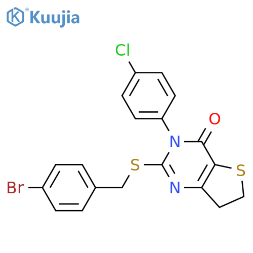 2-{(4-bromophenyl)methylsulfanyl}-3-(4-chlorophenyl)-3H,4H,6H,7H-thieno3,2-dpyrimidin-4-one structure