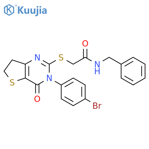 N-benzyl-2-{3-(4-bromophenyl)-4-oxo-3H,4H,6H,7H-thieno3,2-dpyrimidin-2-ylsulfanyl}acetamide structure