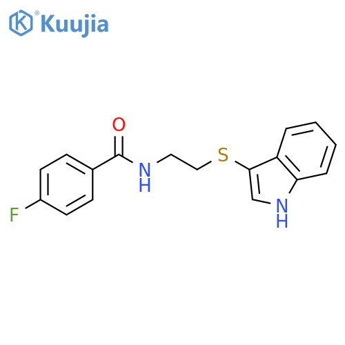 4-fluoro-N-2-(1H-indol-3-ylsulfanyl)ethylbenzamide structure