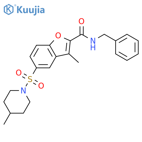 2-Benzofurancarboxamide,3-methyl-5-[(4-methyl-1-piperidinyl)sulfonyl]-N-(phenylmethyl)- structure