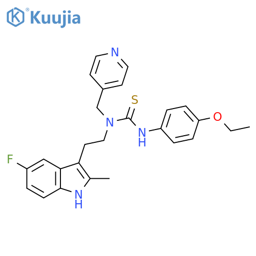 1-(4-ethoxyphenyl)-3-2-(5-fluoro-2-methyl-1H-indol-3-yl)ethyl-3-(pyridin-4-yl)methylthiourea structure