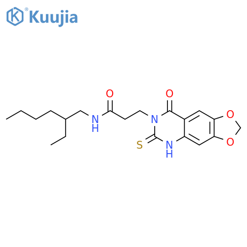 N-(2-ethylhexyl)-3-{8-oxo-6-sulfanylidene-2H,5H,6H,7H,8H-1,3dioxolo4,5-gquinazolin-7-yl}propanamide structure
