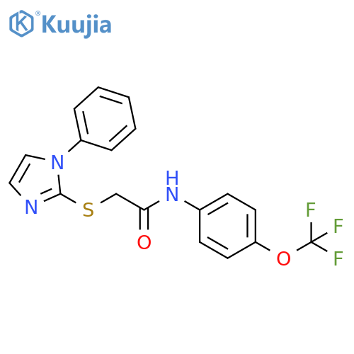 2-(1-phenyl-1H-imidazol-2-yl)sulfanyl-N-4-(trifluoromethoxy)phenylacetamide structure