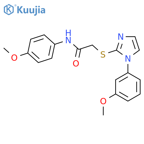 N-(4-methoxyphenyl)-2-{1-(3-methoxyphenyl)-1H-imidazol-2-ylsulfanyl}acetamide structure