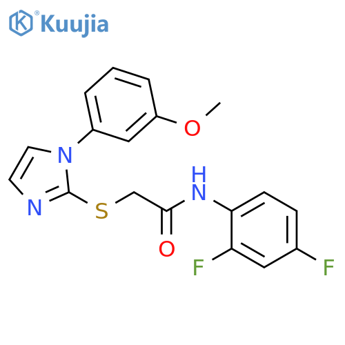 N-(2,4-difluorophenyl)-2-{1-(3-methoxyphenyl)-1H-imidazol-2-ylsulfanyl}acetamide structure