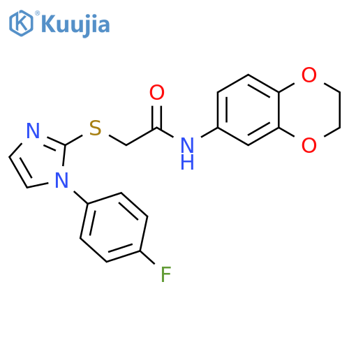 N-(2,3-dihydro-1,4-benzodioxin-6-yl)-2-{1-(4-fluorophenyl)-1H-imidazol-2-ylsulfanyl}acetamide structure