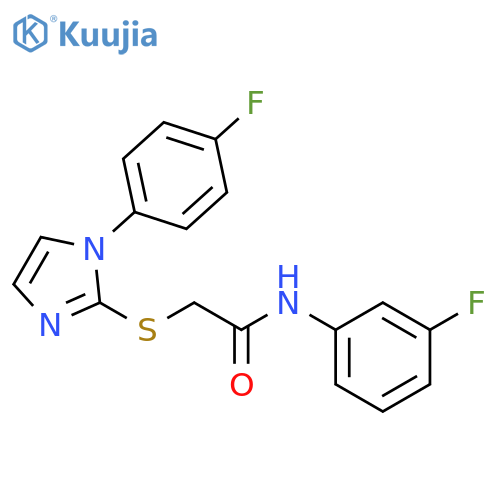 N-(3-fluorophenyl)-2-{1-(4-fluorophenyl)-1H-imidazol-2-ylsulfanyl}acetamide structure