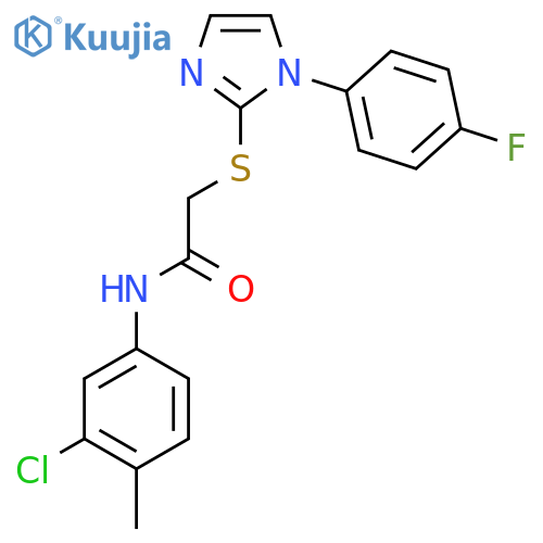 N-(3-chloro-4-methylphenyl)-2-{[1-(4-fluorophenyl)-1H-imidazol-2-yl]sulfanyl}acetamide structure
