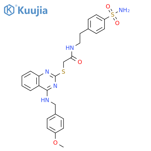 2-(4-{(4-methoxyphenyl)methylamino}quinazolin-2-yl)sulfanyl-N-2-(4-sulfamoylphenyl)ethylacetamide structure