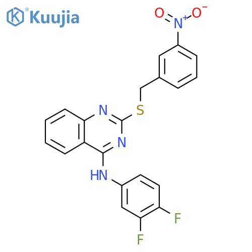 N-(3,4-difluorophenyl)-2-{[(3-nitrophenyl)methyl]sulfanyl}quinazolin-4-amine structure