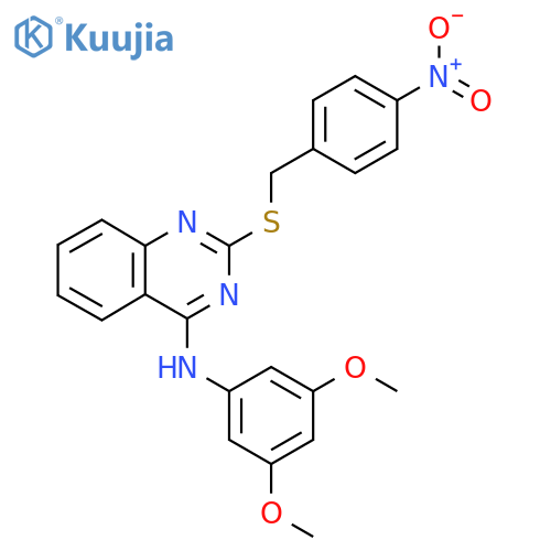 N-(3,5-dimethoxyphenyl)-2-{[(4-nitrophenyl)methyl]sulfanyl}quinazolin-4-amine structure