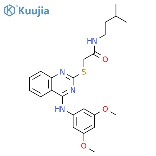 2-({4-[(3,5-dimethoxyphenyl)amino]quinazolin-2-yl}sulfanyl)-N-(3-methylbutyl)acetamide structure