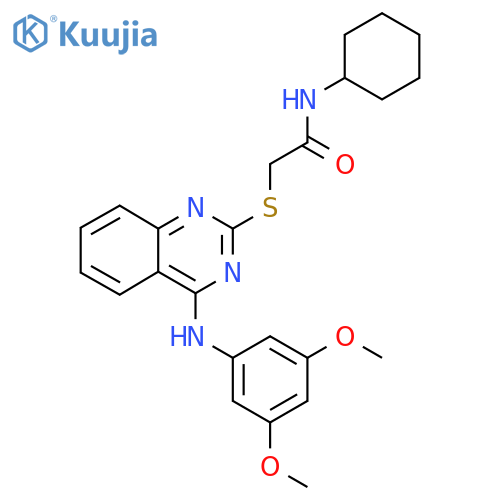 N-cyclohexyl-2-({4-[(3,5-dimethoxyphenyl)amino]quinazolin-2-yl}sulfanyl)acetamide structure