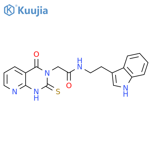 N-2-(1H-indol-3-yl)ethyl-2-{4-oxo-2-sulfanylidene-1H,2H,3H,4H-pyrido2,3-dpyrimidin-3-yl}acetamide structure