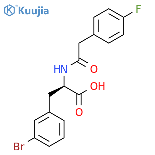 (2R)-3-(3-Bromophenyl)-2-[[2-(4-fluorophenyl)acetyl]amino]propanoic acid structure
