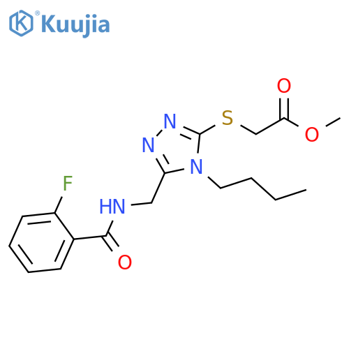 methyl 2-(4-butyl-5-{(2-fluorophenyl)formamidomethyl}-4H-1,2,4-triazol-3-yl)sulfanylacetate structure
